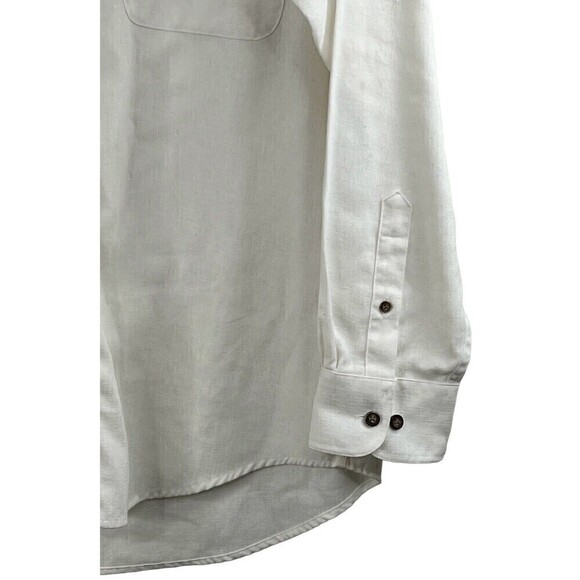 Lancia Genuine Sport Long Sleeve Button Down Linen Blend Shirt Off White Medium - Picture 4 of 7